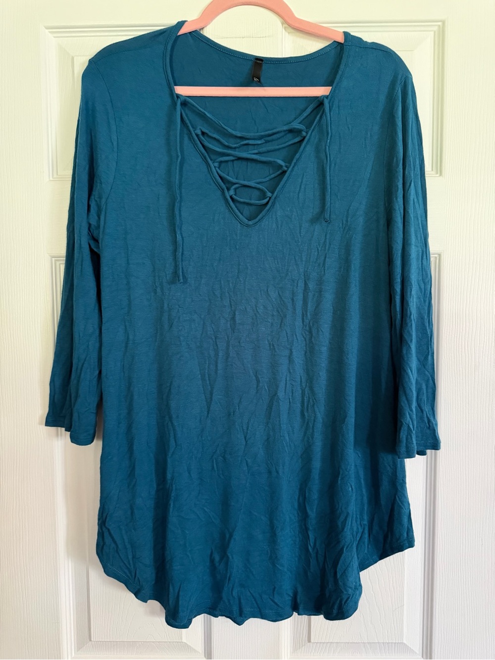 Celeste Teal Lace-Up Tunic Top